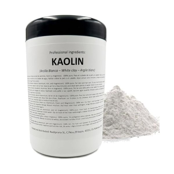 Snadi - Argile Kaolin Blanche | 500 g | Soin de la peau et des cheveux | Exfoliant et adoucissant | Rajeunit, apaise et adouc