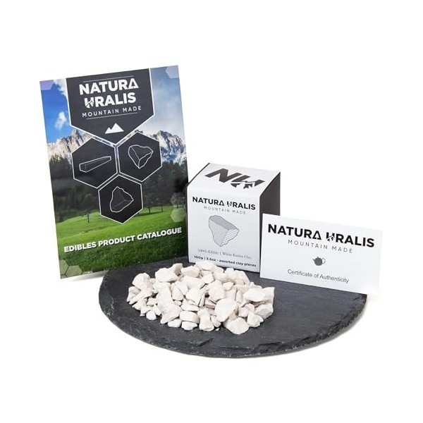 Natura Uralis Argile Blanche Kaolin | 100g dArgile Blanche Naturelle, Blanc pur à Blanc Cassé - Croquant Eonnant, Texture Te