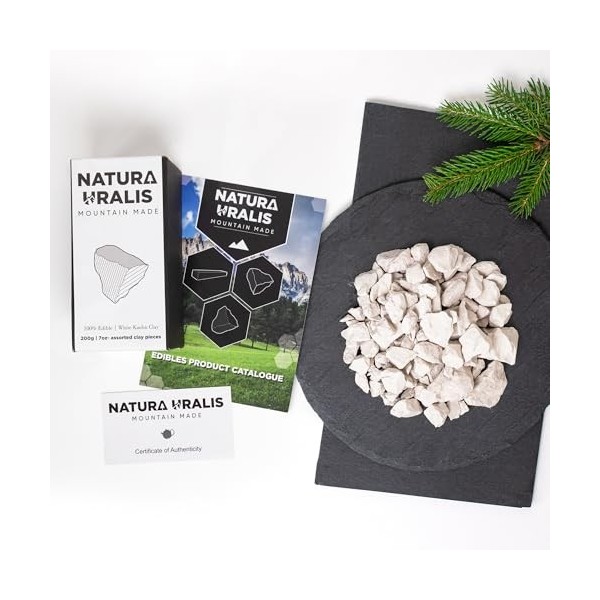 Natura Uralis Argile Blanche Kaolin | 200g dArgile Blanche Naturelle, Blanc pur à Blanc Cassé - Croquant Eonnant, Texture Te