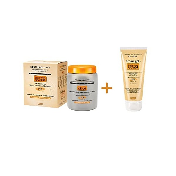 Pack Avantages Anti-Cellulite - 1 Crème de Boue aux Algues GUAM Fir 1kg + 1 Gel-Crème à Base de Boue dAlgues GUAM Fir 200ml 