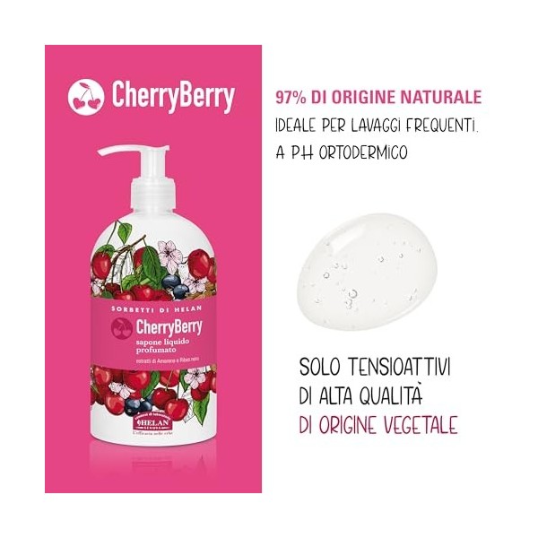 Helan I Sorbetti CherryBerry - Revitalising, Scented Body Cream with Antioxidant Vitamin C & E, Blackcurrant, Black Cherry - 