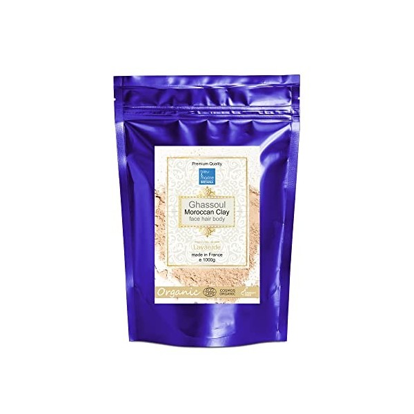 Rhassoul Ghassoul Authentique Atlas 1000g -Terre Lavante 100% Naturelle en morceaux - Régule le sébum Peau et Cheveux - Rit