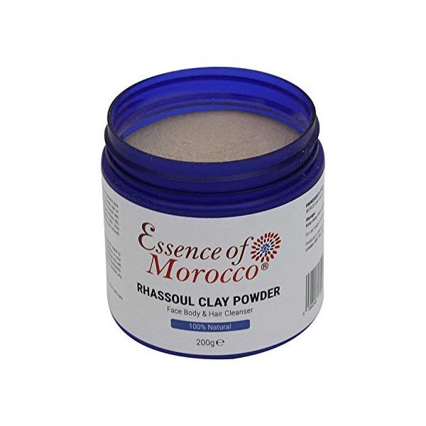 ESSENCE OF MOROCCO Rhassoul Ghassoul Argile Marocaine Pure en Poudre Masque Nettoyant Soin Visage Corps Cheveux Qualité Supér