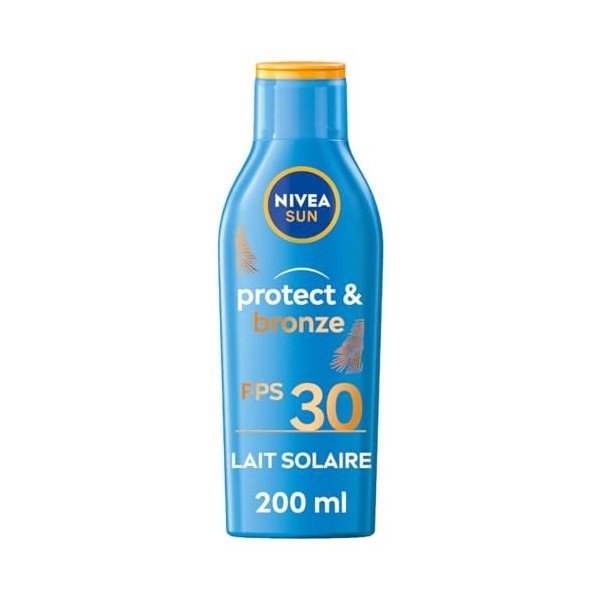 NIVEA SUN Lait solaire activateur de bronzage Protect & Bronze FPS 30 1 x 200 ml , crème solaire avec protection solaire UVA