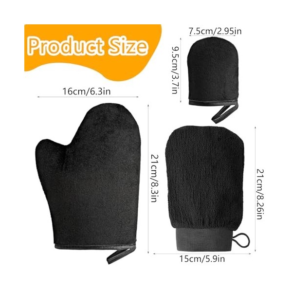 COMNICO Lot de 3 gants autobronzants exfoliants pour le visage et le corps avec pouce pour un faux bronzage parfait