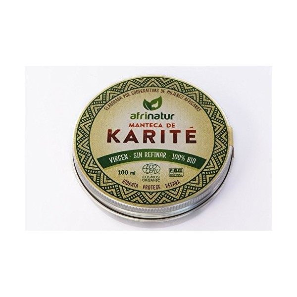Beurre de karité sans raffinage Afrinatur · Pure · 100 % BIO écologique certifié Ecocert – Peaux atopiques – 100 ml