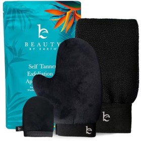 Ensemble de gants autobronzants – Kit complet de gants de bronzage avec gants exfoliants, gants de bronzage pour le visage et