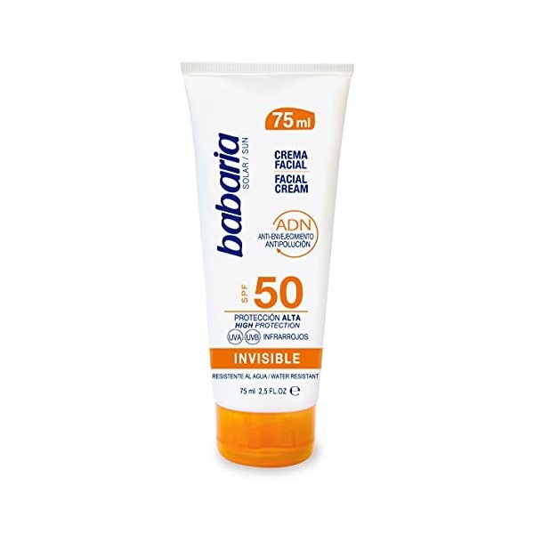 BABARIA Crema Solar Cream SPF50 Invisible 75ML Mixte, Negro, Seulement