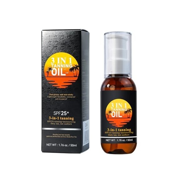 Self Tanning, 3 in 1 Accélérateur de Bronzage, Crème Solaire SPF25+, Crème Hydratante , Autobronzant à lEffet Immédiat, Bron