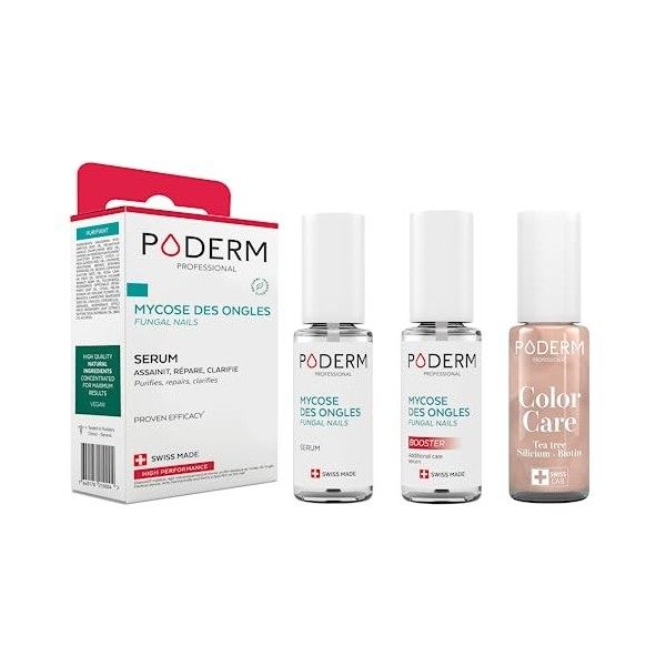 PODERM - LOT 3 PRODUITS | MYCOSE ONGLE TRAITEMENT PURIFIANT + BOOSTER - 2 Best Sellers pour soigner les ongles jaunes et abim