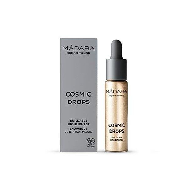 MÁDARA Organic Skincare | COSMIC DROPS Enlumineur modulable, 1 NAKED CHROMOSPHERE, 135ml, Enlumineur sérum Hyaluronique-Aloe,