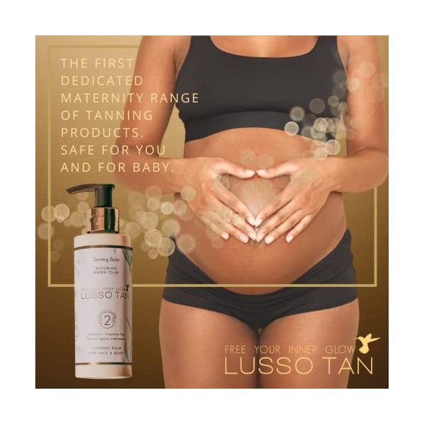 Lusso Tan Lotion de faux bronzage sans danger pour la grossesse – Aide à prévenir les vergetures. Autobronzant biologique, vé