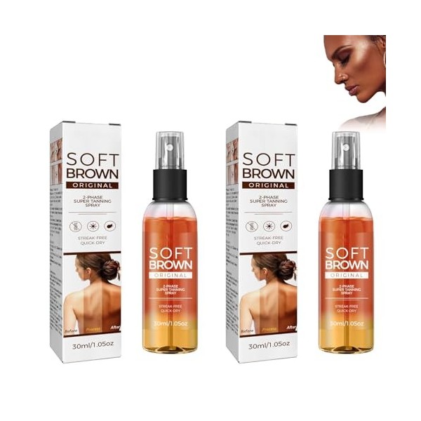 2Pcs Bronzage Intense à LHuile de Noisette, Autobronzant Corps Self Tanning, Accélérateur de Bronzage, Autobronzant à leffe