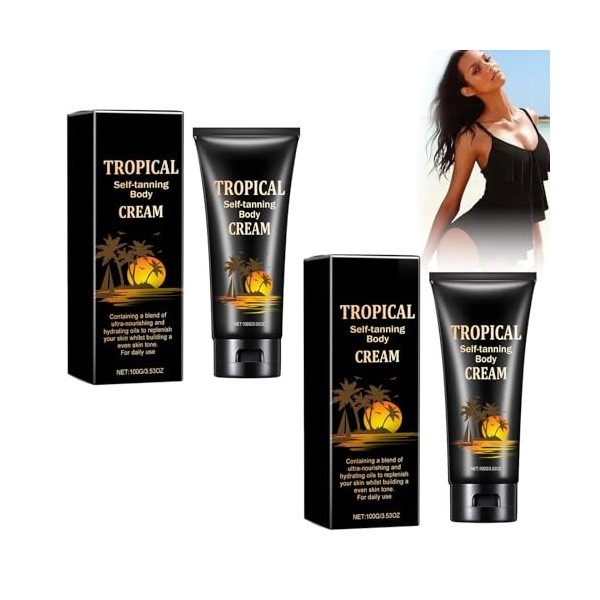 2Pcs Bronzage Intense Avec de LHuile de Coco, Autobronzant Corps Self Tanning, Accélérateur de Bronzage, Autobronzant à lef