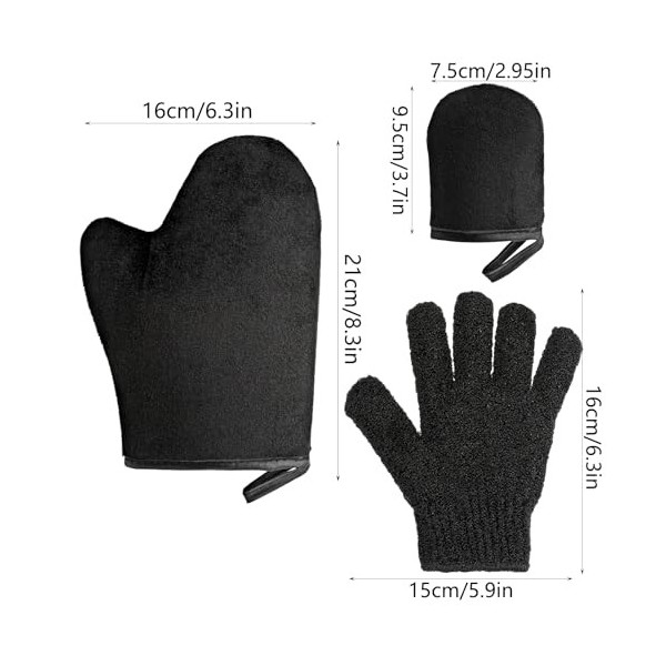 COMNICO Lot de 3 gants autobronzants ultra doux avec pouce lavable sans soleil pour le dos et le corps