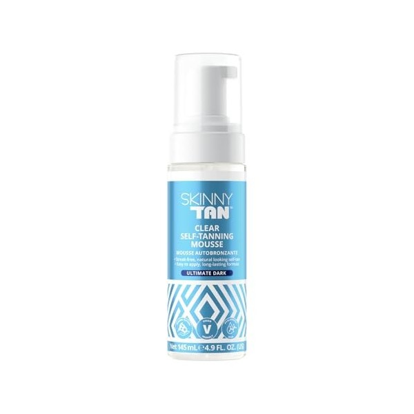 Skinny Tan Clear Self-Tanning Mousse - Self Tanner with Hyaluronic Acid and Aloe Vera - Fast Drying Provides Gorgeous Glow - 