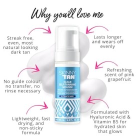 Skinny Tan Clear Self-Tanning Mousse - Self Tanner with Hyaluronic Acid and Aloe Vera - Fast Drying Provides Gorgeous Glow - 