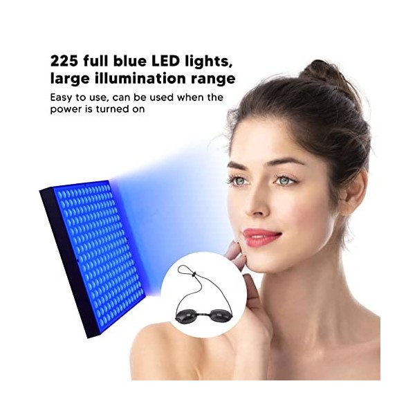 Lampe de Bronzage, Lampe Autobronzante Visage Corps Appareil de Lumière de Bronzage avec Lunettes de Bronzage, 225 LED 460 Nm