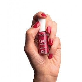 PODERM - LOT 3 PRODUITS | SOIN VERNIS PROFESSIONNEL COMPLET | Base Coat + Top Coat + Vernis Rouge Rose TEA TREE | Prévention 