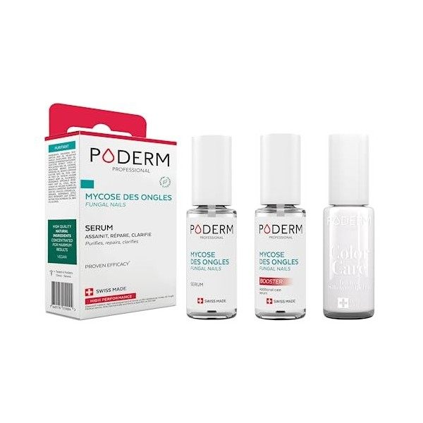 PODERM - LOT 3 PRODUITS | MYCOSE ONGLE TRAITEMENT PURIFIANT + BOOSTER - 2 Best Sellers pour soigner les ongles jaunes et abim