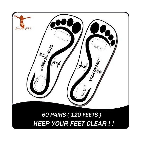 60Pairs 120feets Vaporisateur bronzage jetables pieds collants noirs