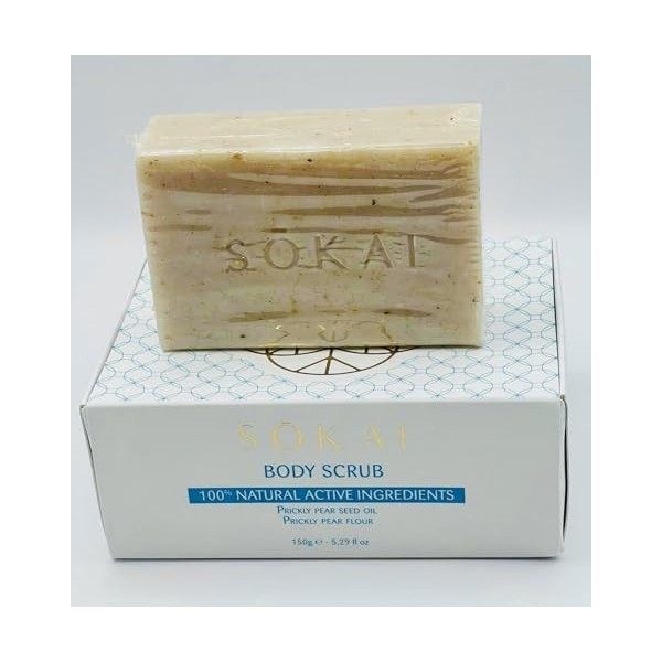 Savon Gommage Corps SOKAI actifs 100% naturels huile de pépins de figue de barbarie, farine de figue de barbarie 