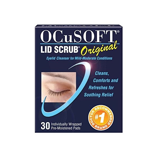 Ocusoft - Couvercle Scrub Pre-Moistened, Plaquettes, Formule Originale, 30 Plaquettes Dans Une Boîte