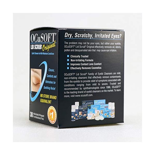 Ocusoft - Couvercle Scrub Pre-Moistened, Plaquettes, Formule Originale, 30 Plaquettes Dans Une Boîte