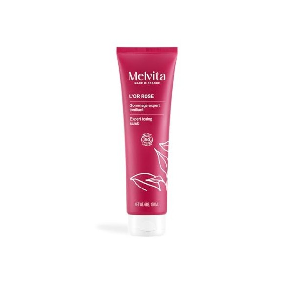 Melvita - Gommage Expert Tonifiant LOr Rose - Exfoliant Corps Minceur Raffermissant 99% Naturel, Certifié Bio - Formule Vega