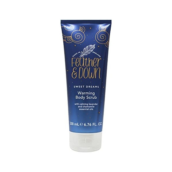 Feather & Down Gommage corporel chauffant 200 ml - Aux huiles essentielles apaisantes de lavande et de camomille. Exfolie e