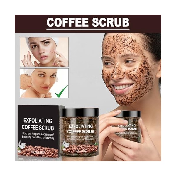 Exfoliant pour le corps, 100 g de café naturel exfoliant pour le corps, exfoliant pour le corps, crème exfoliante pour le cor