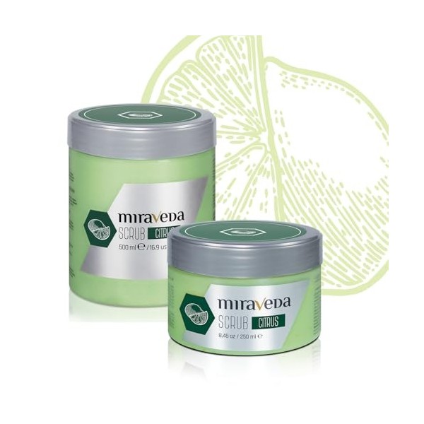 Miraveda by Italwax Gommage aux Agrumes- 500ml – À l’huile de coco et au citron vert pour une délicate note d’agrumes – Idéal