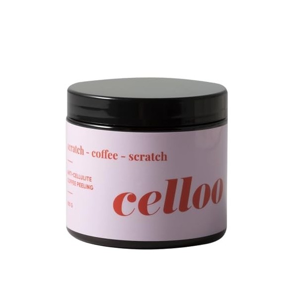 Celloo Gommage Corporel Anti-Cellulite au Café 100 ml - au sucre avec de lhuile de macadamia, de lhuile dargan, exfoliant 