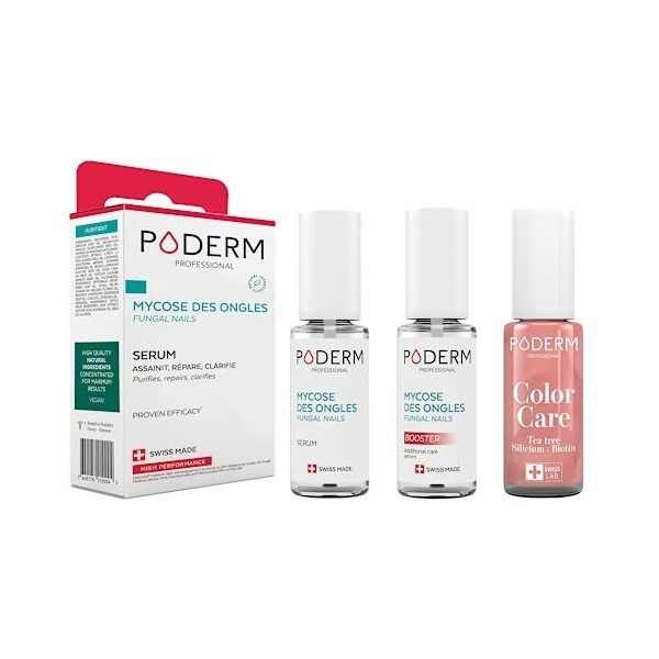 PODERM - LOT 3 PRODUITS | MYCOSE ONGLE TRAITEMENT PURIFIANT + BOOSTER - 2 Best Sellers pour soigner les ongles jaunes et abim