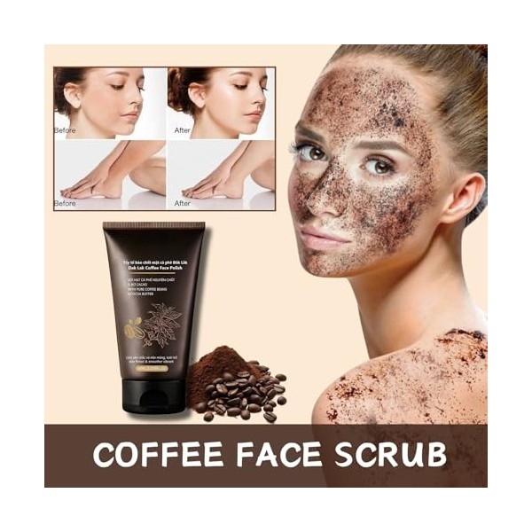 Gommage pour le visage, exfoliant pour le visage, gommage corporel au café, exfoliant pour le corps, soin hydratant du corps,