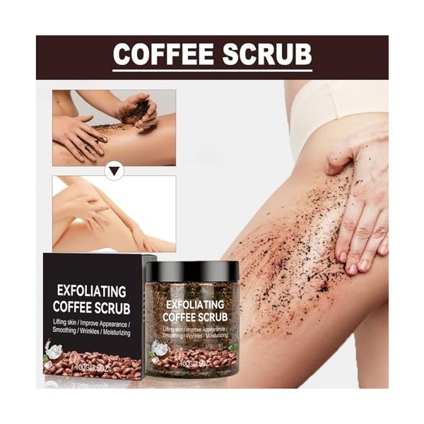 Café Gommage Exfoliant Corps et Visage,Crème Gommante pour le Corps,Gommage Soins pour le Corps,Gommage Anti-Cellulite au Caf