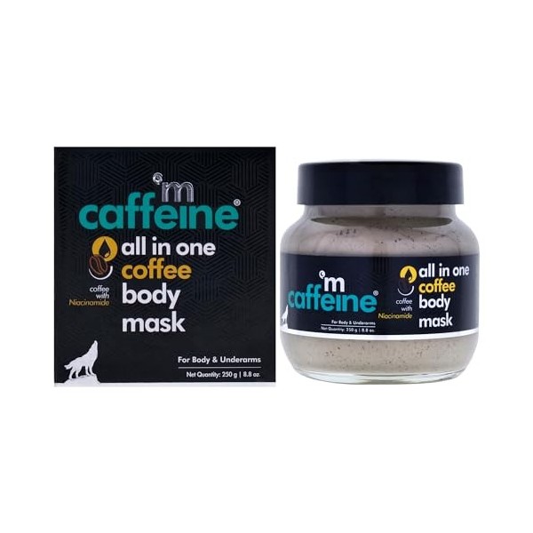 mCaffeine All-in-One Coffee Body Mask - Exfoliating Body Scrub - Reduces Tan, Dark Skin Patches and Pigmentation - Tones and 