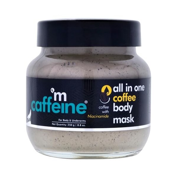 mCaffeine All-in-One Coffee Body Mask - Exfoliating Body Scrub - Reduces Tan, Dark Skin Patches and Pigmentation - Tones and 