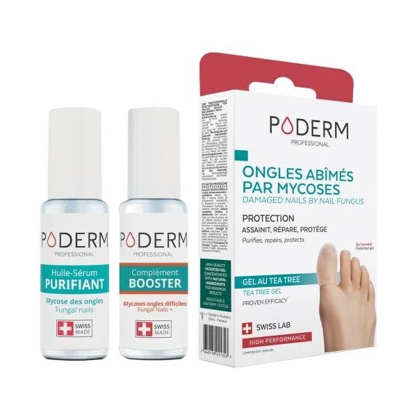 PODERM - LOT 3 PRODUITS | MYCOSE ONGLE TRAITEMENT PURIFIANT + BOOSTER - 2 Best Sellers pour soigner les ongles jaunes et abim