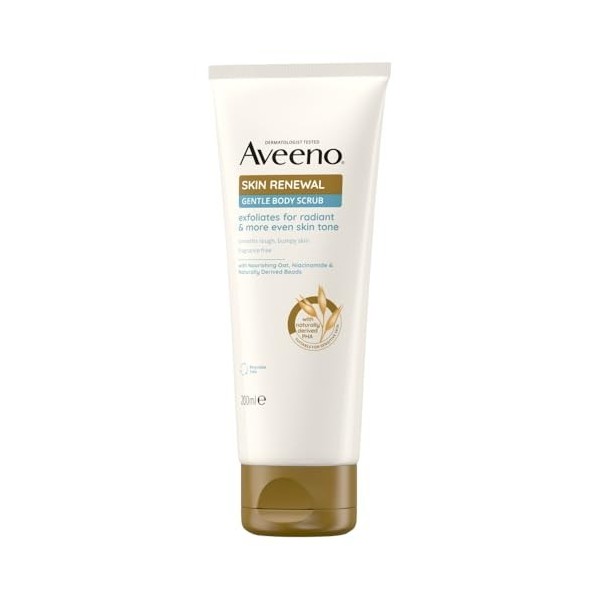 Aveeno Skin Renewal Gommage doux pour le corps 1 x 200 ml , exfoliant doux avec avoine prébiotique nourrissante, 2% de PHA d