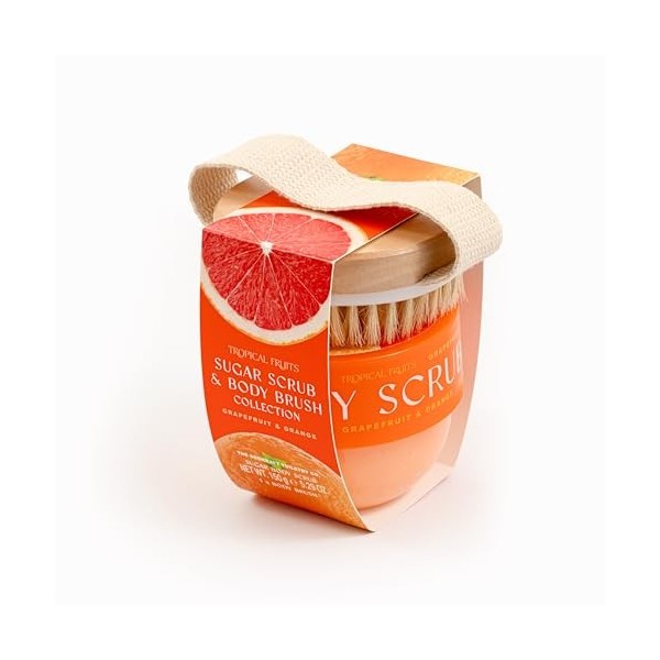 Tropical Fruits Gentle Exfoliating Sugar Scrub & BrushGrapefruit and Orange 150g