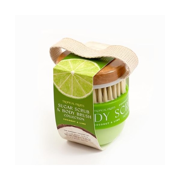 Tropical Fruits Gentle Exfoliating Sugary Scrub & Brush Coconut and Lime 150g