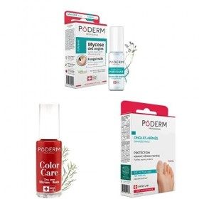 PODERM - LOT 3 PRODUITS | MYCOSE ONGLE TRAITEMENT PURIFIANT + Vernis SOIN - 2 Best Sellers pour soigner les ongles jaunes et 