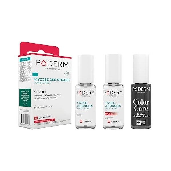 PODERM - LOT 3 PRODUITS | MYCOSE ONGLE TRAITEMENT PURIFIANT + BOOSTER - 2 Best Sellers pour soigner les ongles jaunes et abim