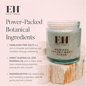 Emma Hardie Gommage corporel de luxe Moringa 350 g - Détoxifie, polit et exfolie la peau. Émollient naturel laissant une pe