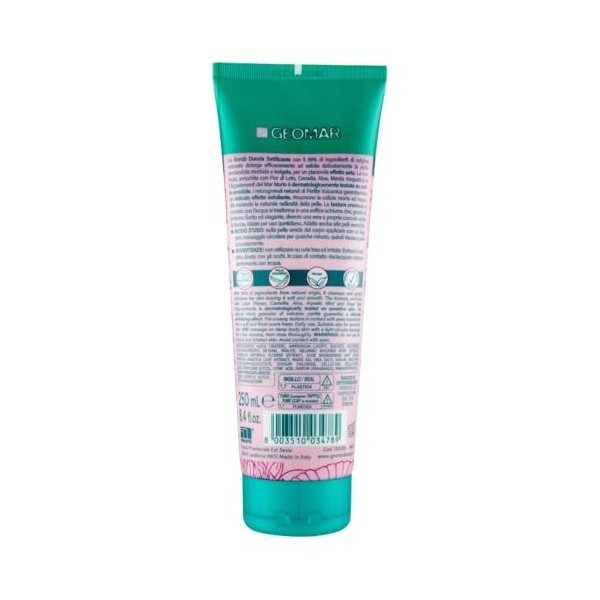 GEOMAR | Exfoliante de Ducha, Suavizante, 2 en 1 Exfolia y Limpia, Uso Diario, 95% de Origen Natural, Fórmula Vegana, Dermato