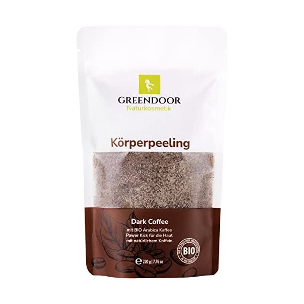 GREENDOOR Cosmétique naturel raffermissant pour le corps café 220 g végétalien + caféine extra naturelle | Exfoliant anti-âge