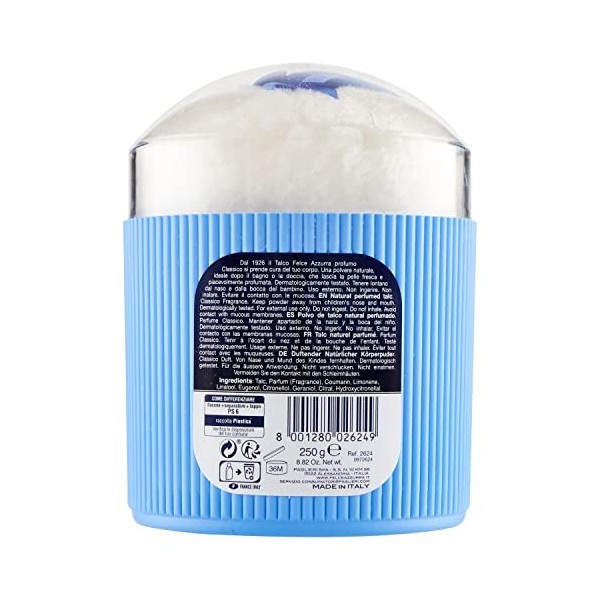 Azzurra Paglieri , Felce Azzurra, Poudre pour le Corps avec Houppette, 250 gr coloris aléatoire 