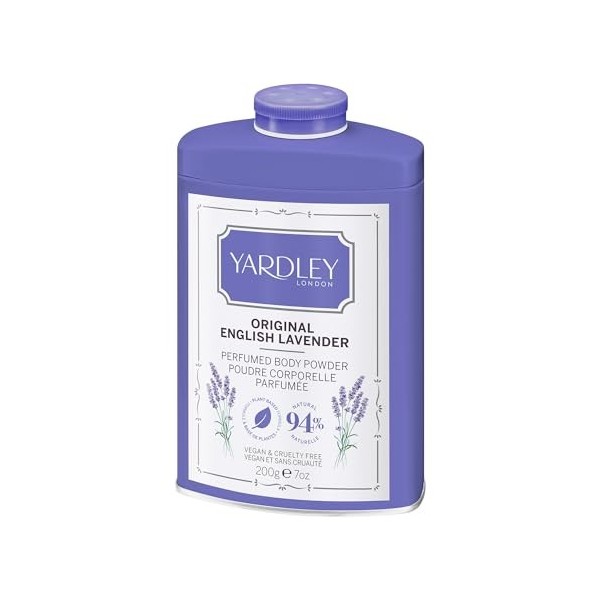 Yardley London Poudre Parfumée Originale pour le Corps à la Lavande Anglaise, Poudre de Talc pour Femmes pour Aider à Contrôl