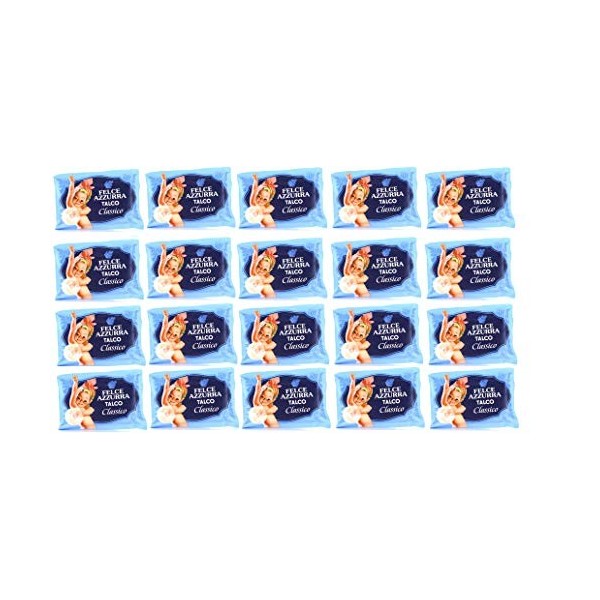 PAGLIERI Felce Azzurra Talco Classico Lot de 20 recharges de poudre pour le corps 100 g et Robusta en sachets avec une valve 